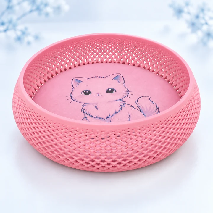 Розовая корзинка с котёнком